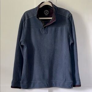 Carbon2Cobalt Men's 100% Cotton Pullover Sweater Corduroy Trim Navy Blue Sz L